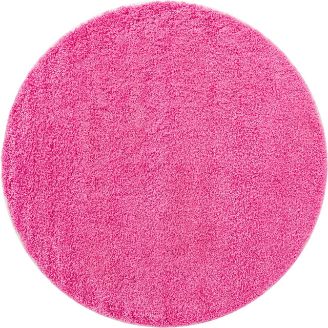 Taffy Pink 7' 1 x 7' 1 Solid Shag Round Area Rug Thick Soft Touch Fluffy & Plush Shaggy Pile