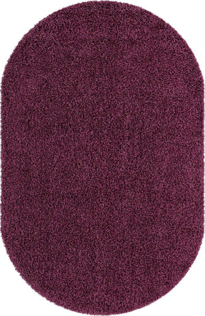 Eggplant Purple 3' 3 x 5' 3 Solid Shag Oval Rug