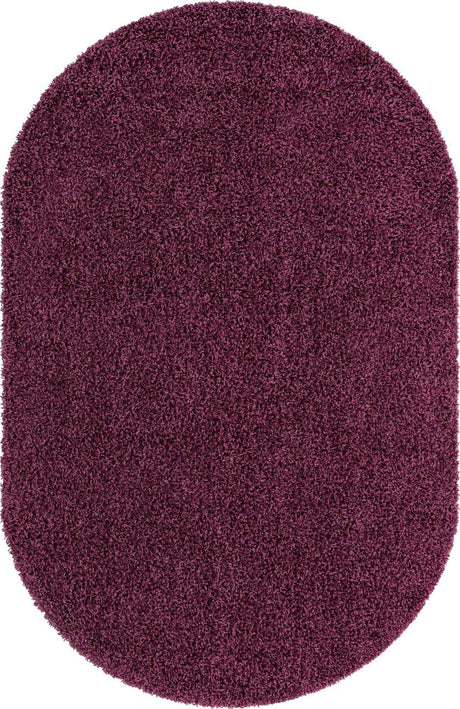 Eggplant Purple 3' 3 x 5' 3 Solid Shag Oval Rug
