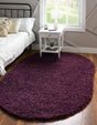 Eggplant Purple 5' 3 x 8' Solid Shag Oval Area Rug Thick Soft Touch Fluffy & Plush Shaggy Pile Durable Minimalist Carpet for Classic Interior Design for Sale at Rug Engine