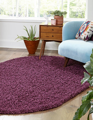 Eggplant Purple 3' 3 x 5' 3 Solid Shag Oval Rug