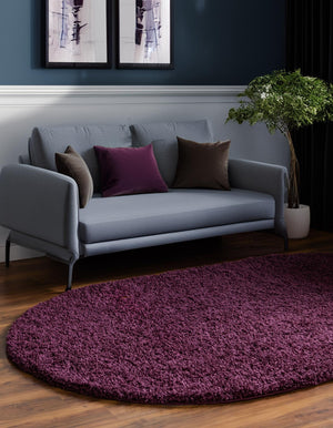 Eggplant Purple 3' 3 x 5' 3 Solid Shag Oval Rug