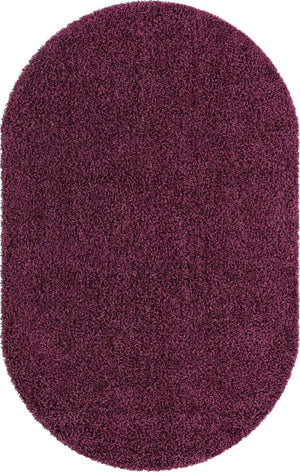 Eggplant Purple 5' 3 x 8' Solid Shag Oval Area Rug Thick Soft Touch Fluffy & Plush Shaggy Pile