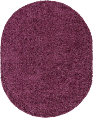 Eggplant Purple 7' 10 x 10' Solid Shag Oval Area Rug Thick Soft Touch Fluffy & Plush Shaggy Pile