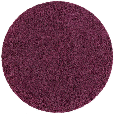 Eggplant Purple 3' 1 x 3' 1 Solid Shag Round Area Rug Thick Soft Touch Fluffy & Plush Shaggy Pile