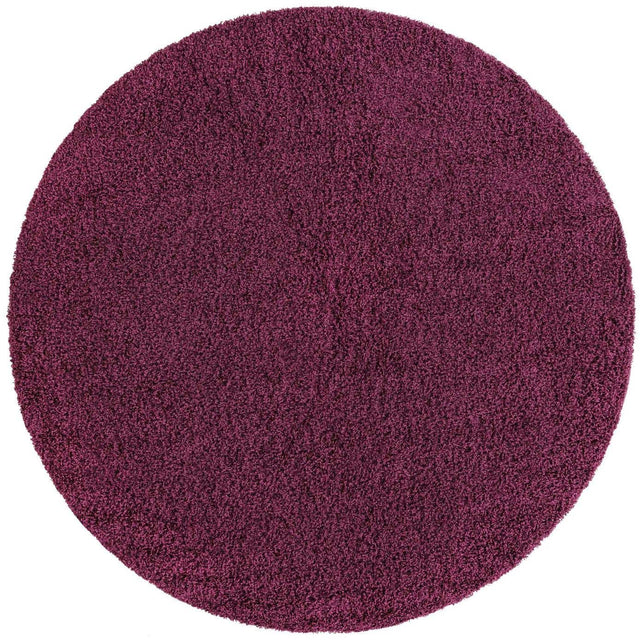 Eggplant Purple 3' 1 x 3' 1 Solid Shag Round Area Rug Thick Soft Touch Fluffy & Plush Shaggy Pile