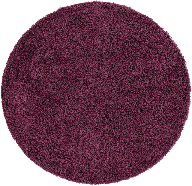 Eggplant Purple 4' 1 x 4' 1 Solid Shag Round Area Rug Thick Soft Touch Fluffy & Plush Shaggy Pile