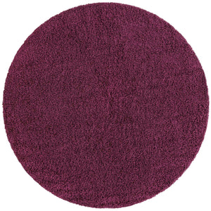 Eggplant Purple 5' 3 x 5' 3 Solid Shag Round Area Rug Thick Soft Touch Fluffy & Plush Shaggy Pile