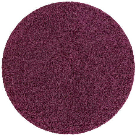 Eggplant Purple 5' 3 x 5' 3 Solid Shag Round Area Rug Thick Soft Touch Fluffy & Plush Shaggy Pile