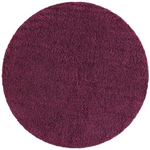 Eggplant Purple 7' 1 x 7' 1 Solid Shag Round Area Rug Thick Soft Touch Fluffy & Plush Shaggy Pile