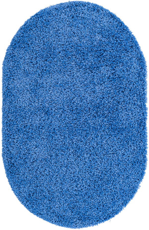 Periwinkle Blue 3' 1 x 5' 3 Solid Shag Oval Area Rug Thick Soft Touch Fluffy & Plush Shaggy Pile