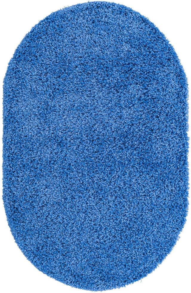 Periwinkle Blue 3' 1 x 5' 3 Solid Shag Oval Area Rug Thick Soft Touch Fluffy & Plush Shaggy Pile