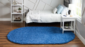 Periwinkle Blue 3' 1 x 5' 3 Solid Shag Oval Area Rug Thick Soft Touch Fluffy & Plush Shaggy Pile