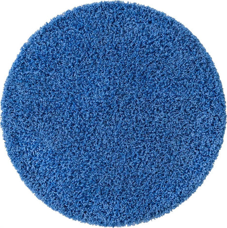 Periwinkle Blue 3' 1 x 3' 1 Solid Shag Round Area Rug Thick Soft Touch Fluffy & Plush Shaggy Pile