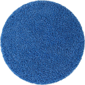 Periwinkle Blue 4' 1 x 4' 1 Solid Shag Round Area Rug Thick Soft Touch Fluffy & Plush Shaggy Pile