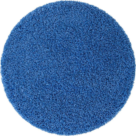 Periwinkle Blue 4' 1 x 4' 1 Solid Shag Round Area Rug Thick Soft Touch Fluffy & Plush Shaggy Pile