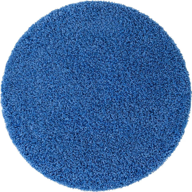 Periwinkle Blue 4' 1 x 4' 1 Solid Shag Round Area Rug Thick Soft Touch Fluffy & Plush Shaggy Pile