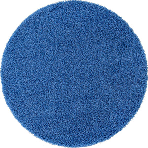 Periwinkle Blue 5' 3 x 5' 3 Solid Shag Round Area Rug Thick Soft Touch Fluffy & Plush Shaggy Pile