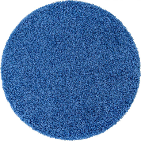 Periwinkle Blue 5' 3 x 5' 3 Solid Shag Round Area Rug Thick Soft Touch Fluffy & Plush Shaggy Pile
