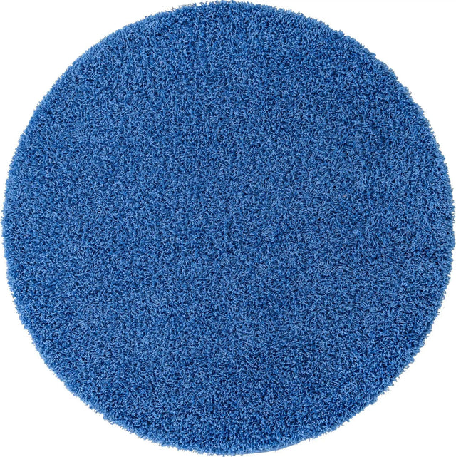 Periwinkle Blue 5' 3 x 5' 3 Solid Shag Round Area Rug Thick Soft Touch Fluffy & Plush Shaggy Pile