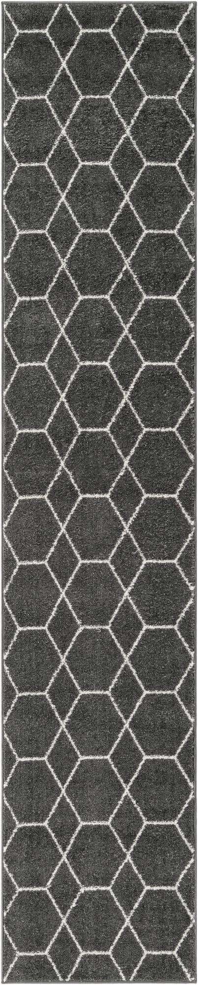 Dark Gray 2' x 10' Trellis Frieze Runner Area Rug Geometric Modern Unique Stain Resistant Easy Clean Carpet for Living, Dining, Bedrooms, Office for Sale at Rug Engine