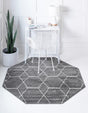 Dark Gray 5' 3 x 5' 3 Trellis Frieze Octagon Area Rug Geometric Modern Unique Stain Resistant Easy Clean Carpet for Living, Dining, Bedrooms, Office for Sale at Rug Engine