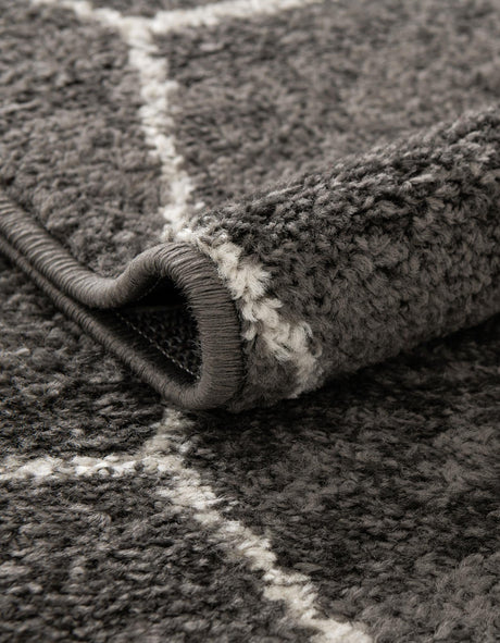 Dark Gray 5' 3 x 5' 3 Trellis Frieze Octagon Area Rug Geometric Modern Unique Stain Resistant Easy Clean Carpet for Living, Dining, Bedrooms, Office for Sale at Rug Engine
