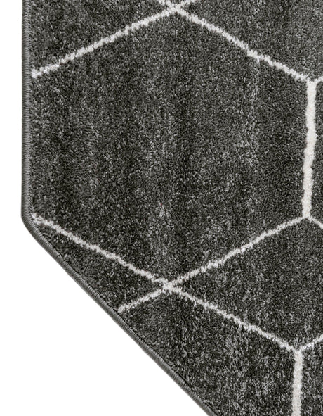 Dark Gray 5' 3 x 5' 3 Trellis Frieze Octagon Area Rug Geometric Modern Unique Stain Resistant Easy Clean Carpet for Living, Dining, Bedrooms, Office for Sale at Rug Engine