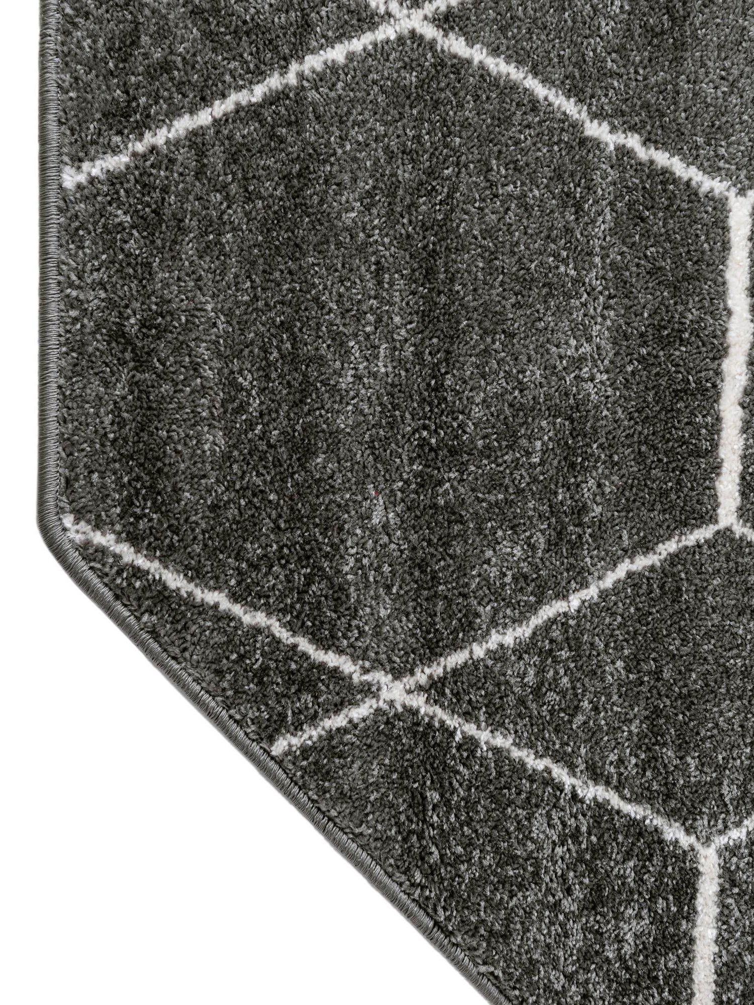 Dark Gray 7' 10 x 7' 10 Trellis Frieze Octagon Area Rug Geometric Modern Unique Stain Resistant Easy Clean Carpet for Living, Dining, Bedrooms, Office for Sale at Rug Engine