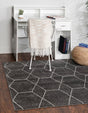 Dark Gray 5' 3 x 5' 3 Trellis Frieze Square Area Rug Geometric Modern Unique Stain Resistant Easy Clean Carpet for Living, Dining, Bedrooms, Office for Sale at Rug Engine