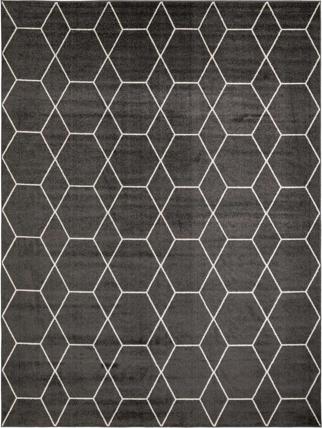 Dark Gray 10' x 13' 1 Trellis Frieze Rectangle Area Rug Geometric Modern Unique Stain Resistant Easy Clean Carpet for Living, Dining, Bedrooms, Office for Sale at Rug Engine