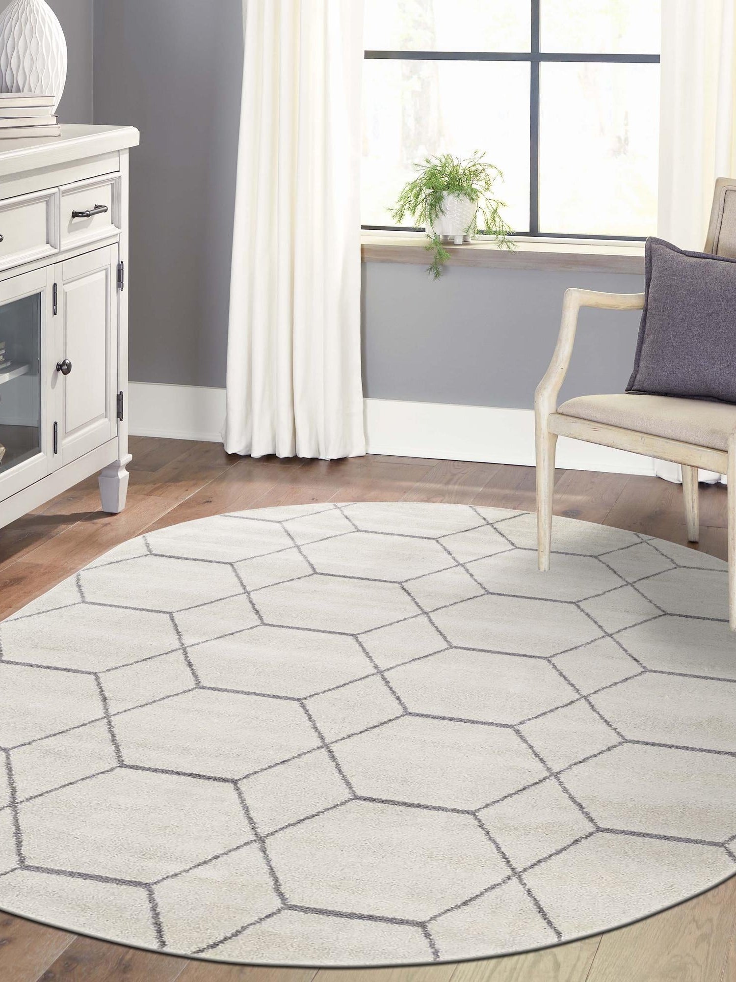 Ivory 4' 1 x 6' 1 Trellis Frieze Oval Area Rug Geometric Modern Unique Stain Resistant Easy Clean Carpet for Living, Dining, Bedrooms, Office for Sale at Rug Engine
