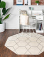 Ivory 5' 3 x 5' 3 Trellis Frieze Octagon Area Rug Geometric Modern Unique Stain Resistant Easy Clean Carpet for Living, Dining, Bedrooms, Office for Sale at Rug Engine