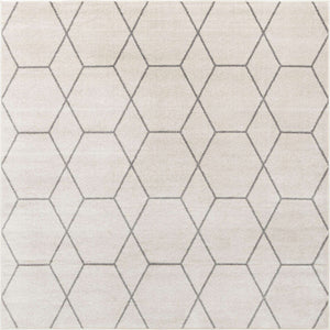 Ivory 3' 1 x 3' 1 Trellis Frieze Square Area Rug Geometric Modern Unique Stain Resistant Easy Clean Carpet for Living, Dining, Bedrooms, Office for Sale at Rug Engine