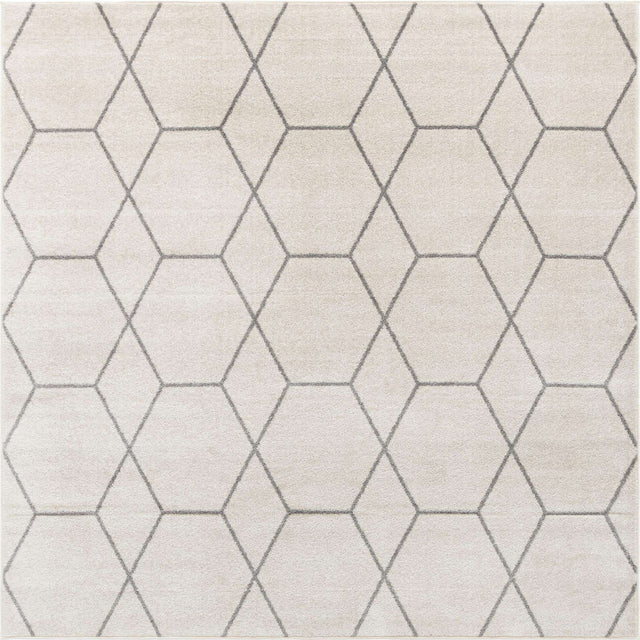 Ivory 3' 1 x 3' 1 Trellis Frieze Square Area Rug Geometric Modern Unique Stain Resistant Easy Clean Carpet for Living, Dining, Bedrooms, Office for Sale at Rug Engine