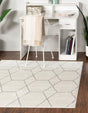 Ivory 10' x 10' Trellis Frieze Square Area Rug Geometric Modern Unique Stain Resistant Easy Clean Carpet for Living, Dining, Bedrooms, Office for Sale at Rug Engine