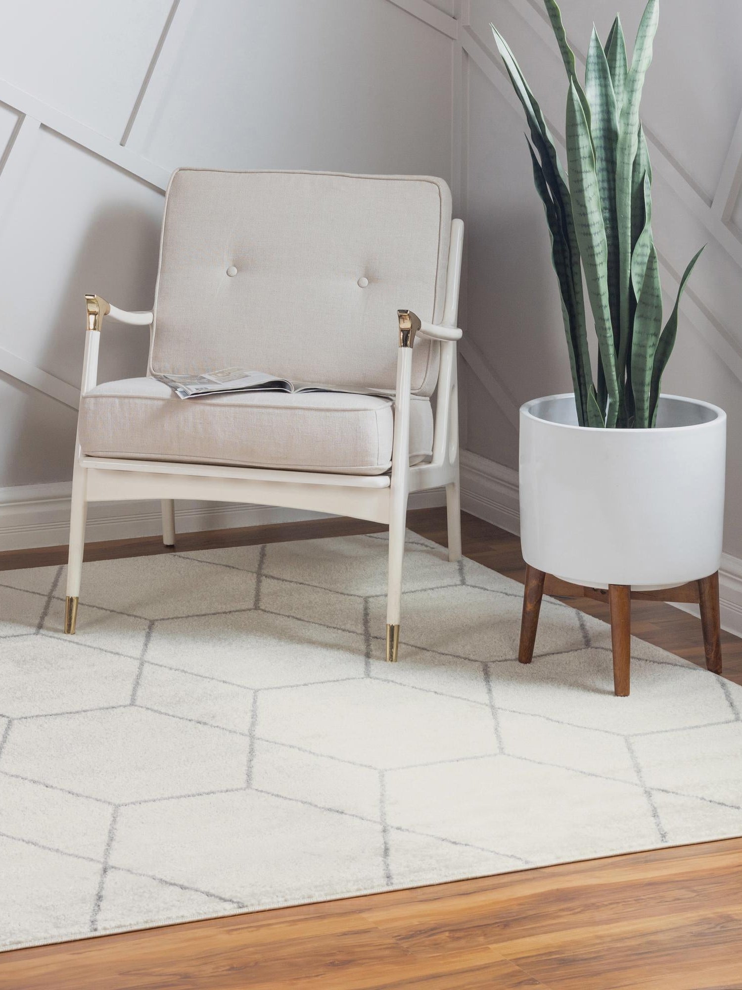 Ivory 10' x 10' Trellis Frieze Square Area Rug Geometric Modern Unique Stain Resistant Easy Clean Carpet for Living, Dining, Bedrooms, Office for Sale at Rug Engine