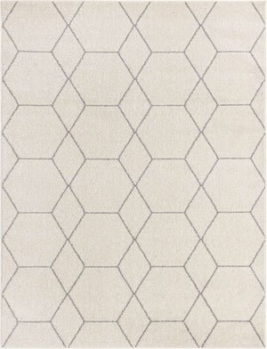 Ivory 10' x 13' 1 Trellis Frieze Rectangle Area Rug Geometric Modern Unique Stain Resistant Easy Clean Carpet for Living, Dining, Bedrooms, Office for Sale at Rug Engine
