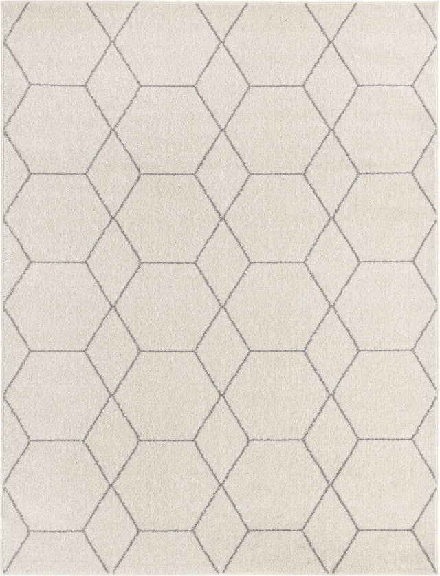 Ivory 10' x 13' 1 Trellis Frieze Rectangle Area Rug Geometric Modern Unique Stain Resistant Easy Clean Carpet for Living, Dining, Bedrooms, Office for Sale at Rug Engine