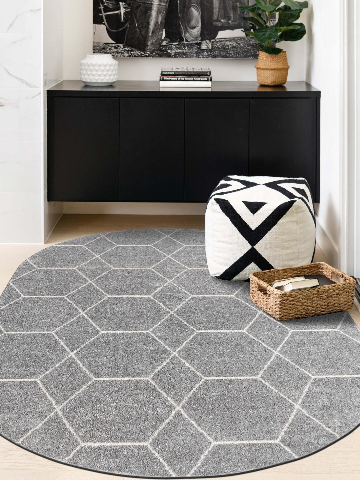 Light Gray 3' 1 x 5' 3 Trellis Frieze Oval Area Rug Geometric Modern Unique Stain Resistant Easy Clean Carpet for Living, Dining, Bedrooms, Office for Sale at Rug Engine