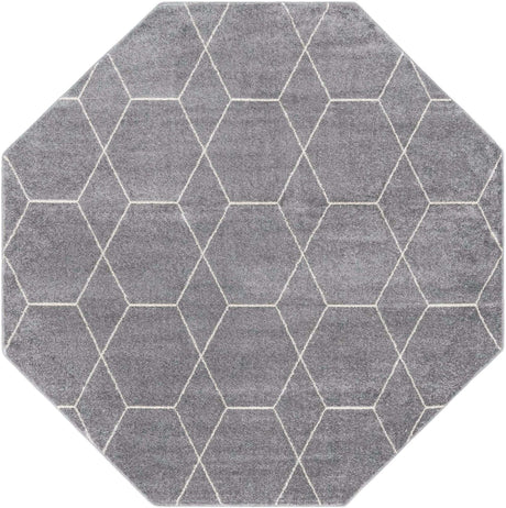 Light Gray 5' 3 x 5' 3 Trellis Frieze Octagon Area Rug Geometric Modern Unique Stain Resistant Easy Clean Carpet for Living, Dining, Bedrooms, Office for Sale at Rug Engine
