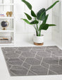 Light Gray 7' 10 x 7' 10 Trellis Frieze Square Area Rug Geometric Modern Unique Stain Resistant Easy Clean Carpet for Living, Dining, Bedrooms, Office for Sale at Rug Engine