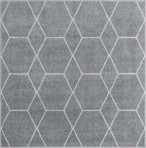 Light Gray 6' 1 x 6' 1 Trellis Frieze Square Area Rug Geometric Modern Unique Stain Resistant Easy Clean Carpet for Living, Dining, Bedrooms, Office for Sale at Rug Engine