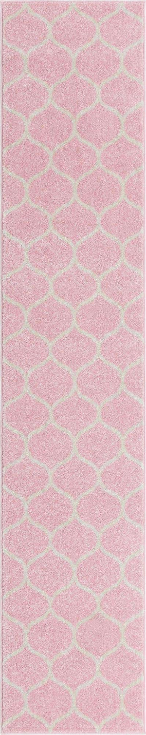Light Pink 2' x 10' Trellis Frieze Runner Area Rug Geometric Modern Unique Stain Resistant Easy Clean Carpet for Living, Dining, Bedrooms, Office for Sale at Rug Engine