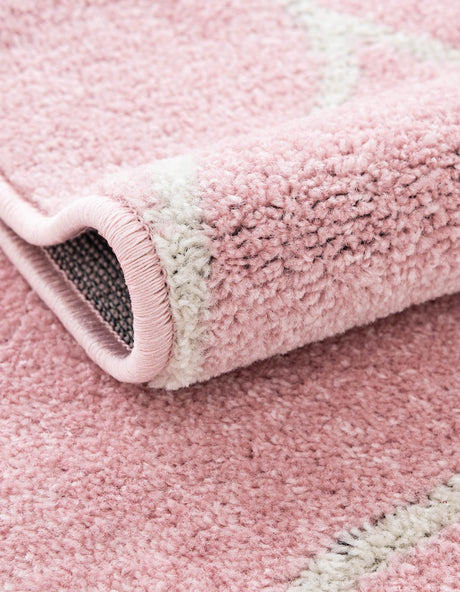 Light Pink 5' 3 x 5' 3 Trellis Frieze Octagon Area Rug Geometric Modern Unique Stain Resistant Easy Clean Carpet for Living, Dining, Bedrooms, Office for Sale at Rug Engine