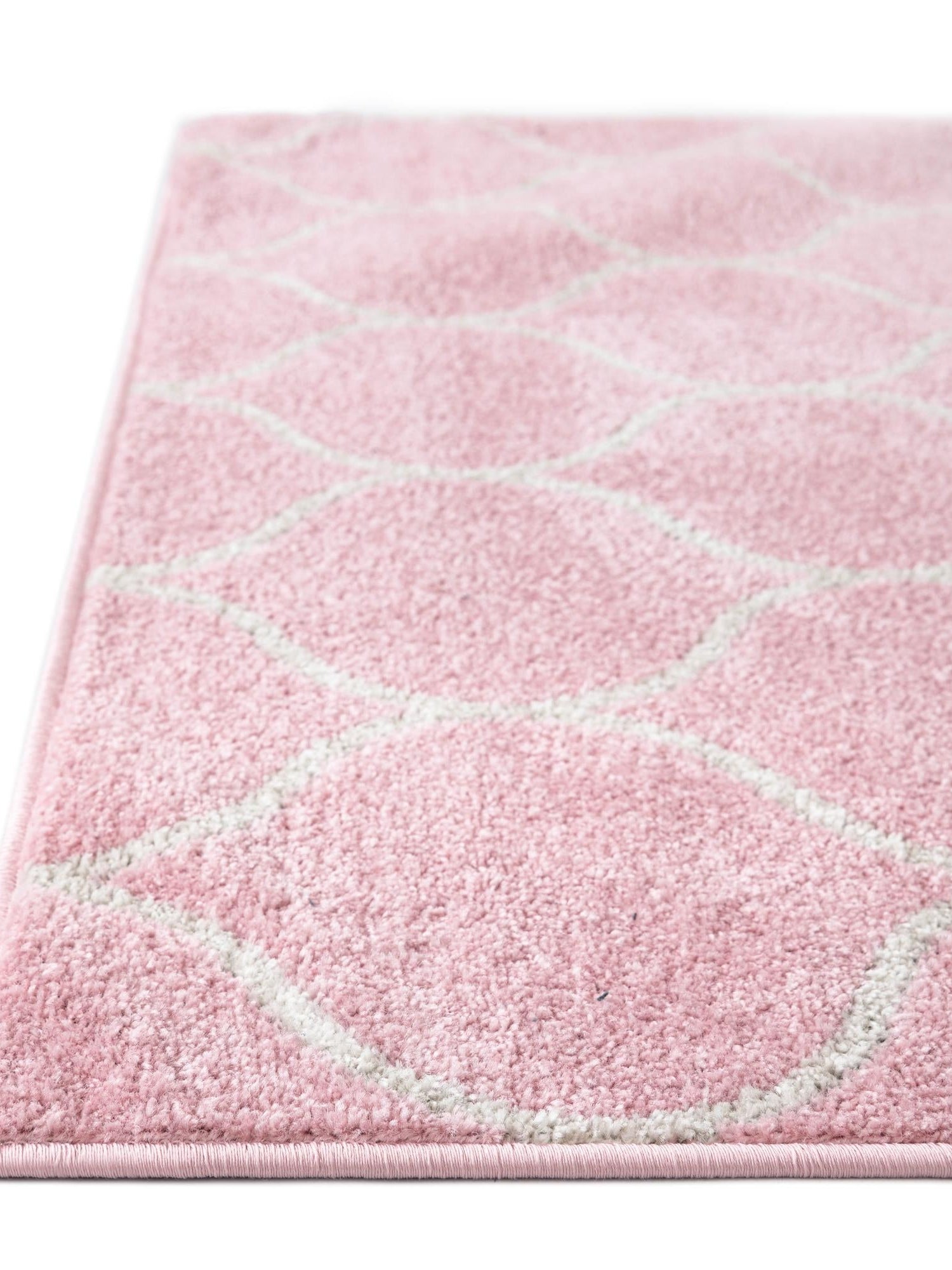 Light Pink 5' 3 x 5' 3 Trellis Frieze Octagon Area Rug Geometric Modern Unique Stain Resistant Easy Clean Carpet for Living, Dining, Bedrooms, Office for Sale at Rug Engine