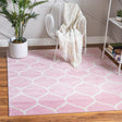 Light Pink 7' 1 x 7' 1 Trellis Frieze Square Area Rug Geometric Modern Unique Stain Resistant Easy Clean Carpet for Living, Dining, Bedrooms, Office for Sale at Rug Engine