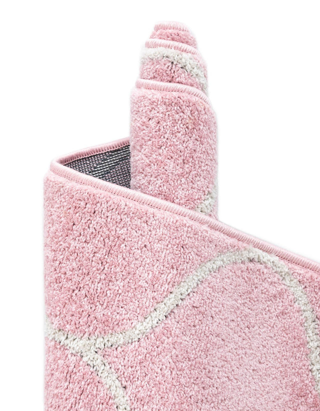 Light Pink 7' 1 x 7' 1 Trellis Frieze Square Area Rug Geometric Modern Unique Stain Resistant Easy Clean Carpet for Living, Dining, Bedrooms, Office for Sale at Rug Engine