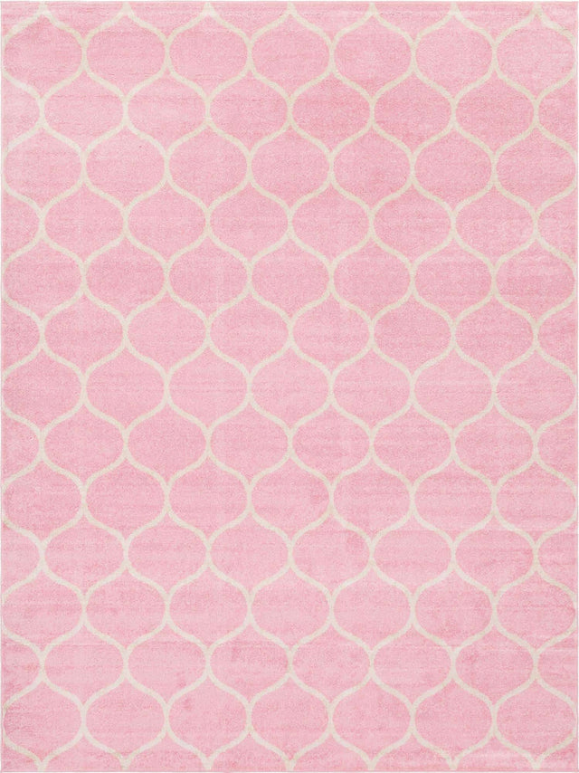 Light Pink 10' x 13' 1 Trellis Frieze Rectangle Area Rug Geometric Modern Unique Stain Resistant Easy Clean Carpet for Living, Dining, Bedrooms, Office for Sale at Rug Engine