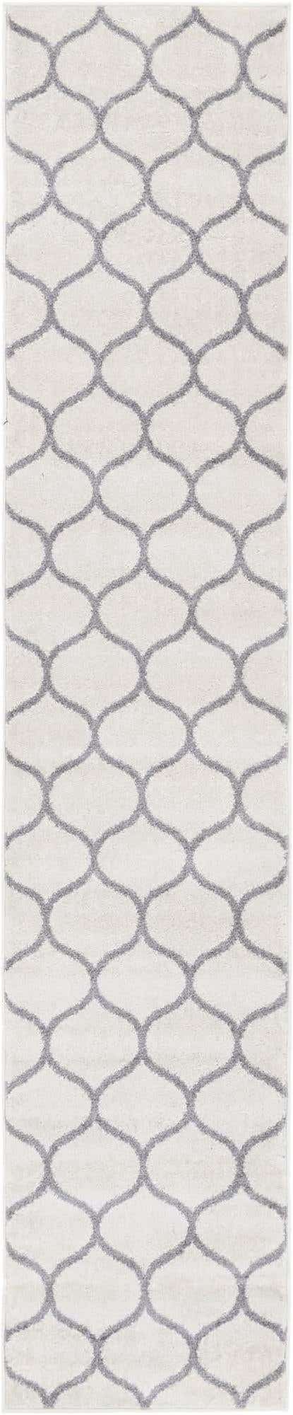Ivory 2' x 10' Trellis Frieze Runner Area Rug Geometric Modern Unique Stain Resistant Easy Clean Carpet for Living, Dining, Bedrooms, Office for Sale at Rug Engine